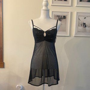 NWT Black Chemise with thong panty
